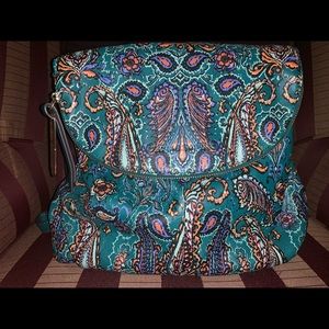 Emma & Sophia Paisley Smooth Leather Backpack NWOT